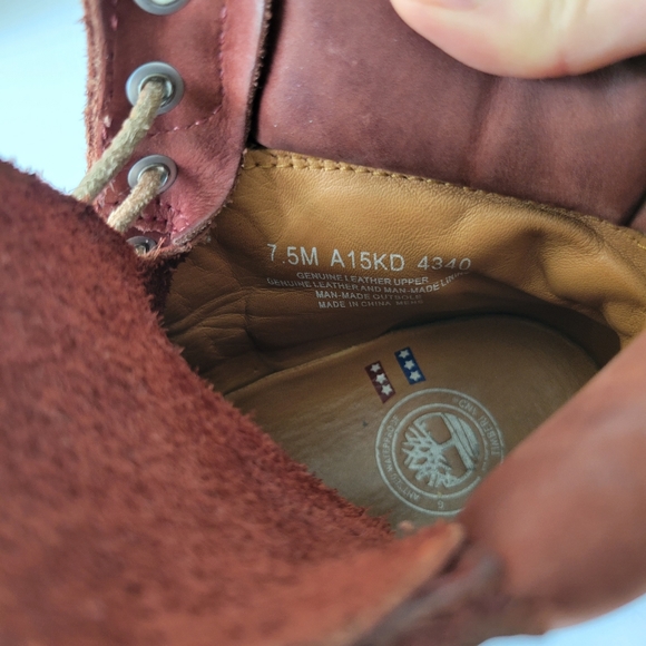 Burgundy Timberland Waterproof Nubuck Boots Men's 7.5 - Picture 7 of 11